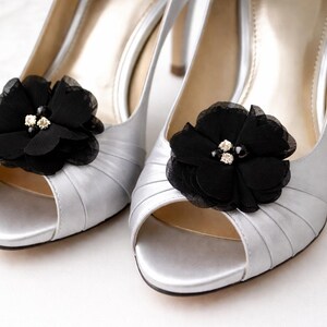 Elegant Black Bridal Shoe Clips - Wedding, Bridesmaid, Mother of the Bride, Prom - Custom Colors Available - Flower Shoe Clips