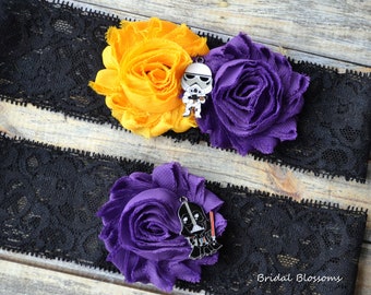 Star Wars Bridal Garter Set | Darth Vader Storm Trooper Wedding Garters | Flower Stretch Lace Keepsake Toss Superhero Yellow Purple Black