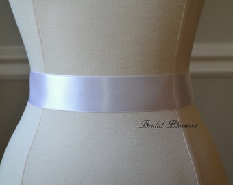 LUXURY White Satin Ribbon Bridal Sash Belt | Wedding Dress Sash | Ribbon Sash | Bridesmaids Flower Girl | Double Faced Sash