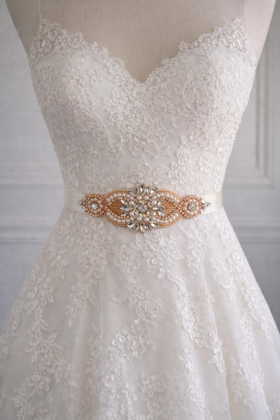 Buy DOLLY Rose Gold Rhinestone Bridal Sash Belt - Crystal Wedding Dress Belt  | Satin Ribbon Sash for Brides, Bridesmaids, Special Occasions B8 Online in  India - Etsy