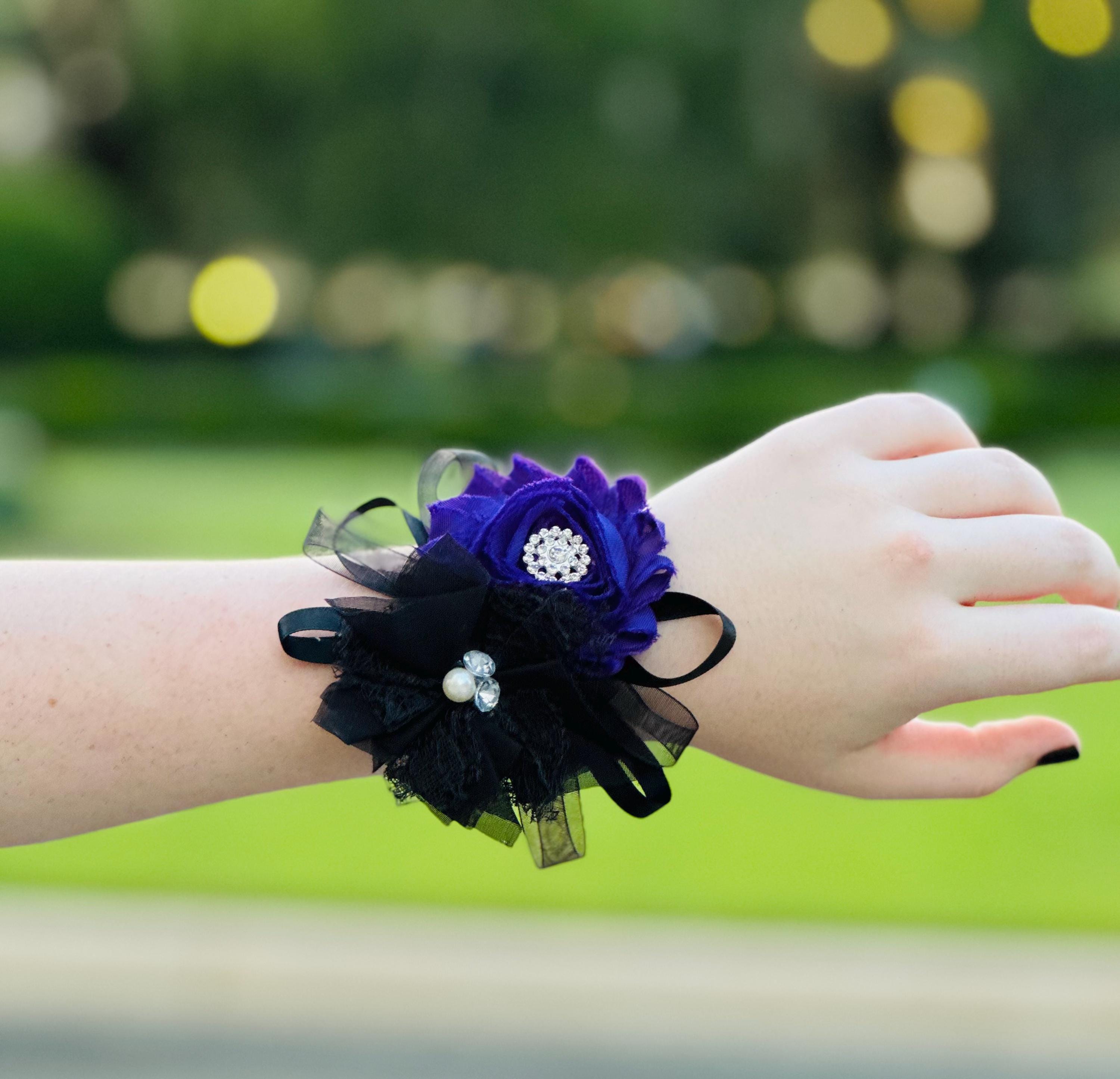 Beautiful Soft Ivory & Scarlett Red Chiffon Flower Wrist