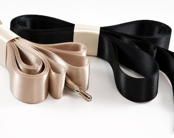 Lots of Colors Available | Taupe or Black Bridal Corset Replacement Satin Ribbon | Wedding Dress Back laces 7/8" Lace Up | Metal Tips aglets