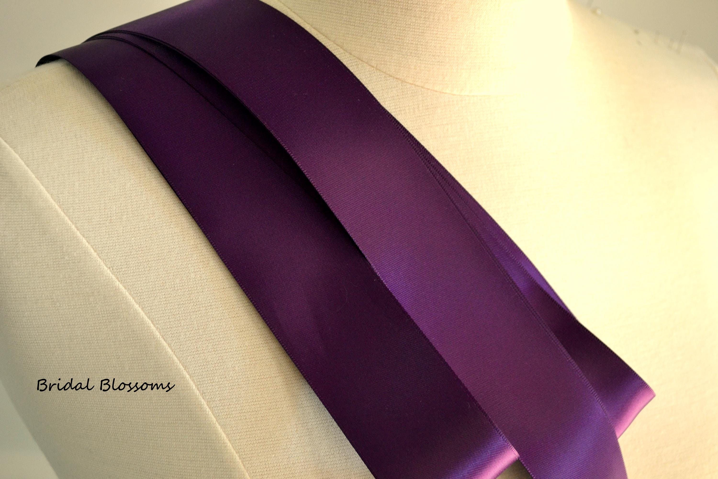 Plum Double Faced Satin Ribbon Bridal Sash Belt for Dress 4\