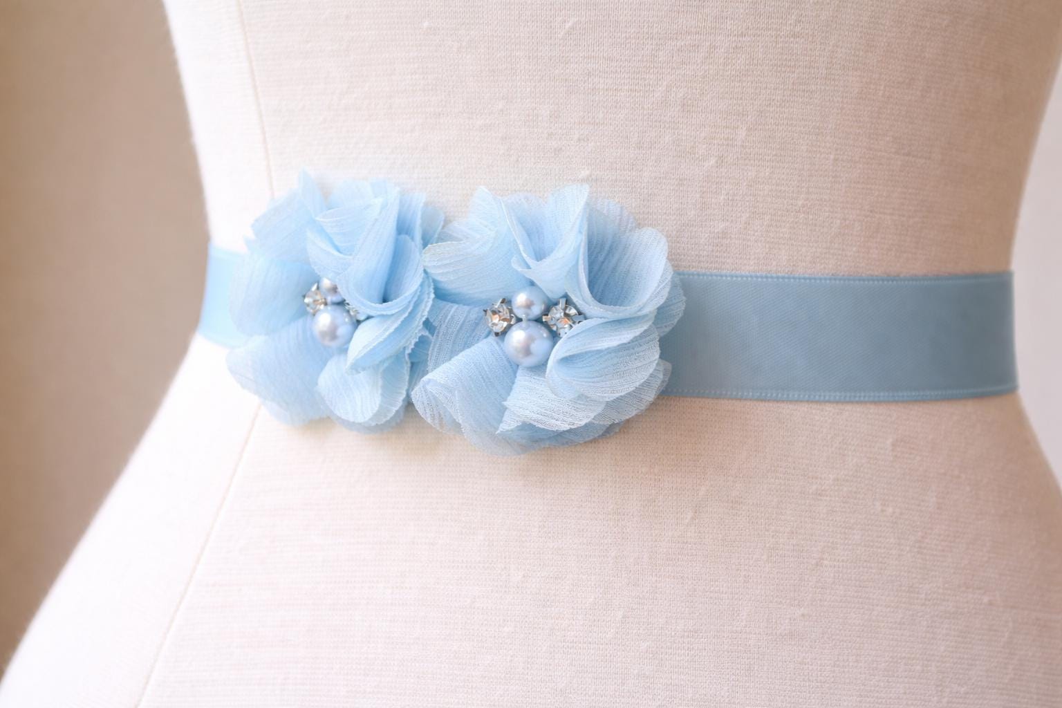 BELLA Navy Blue Vintage Inspired Bridal Sash | Chiffon 