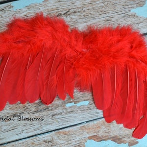 Red Newborn Baby Toddler Feather Wings Photo Prop - Angel Wings - New Born Photography Prop - Christmas Red Feathers - Infant Baby Wings