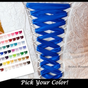 Lots of Colors Available | White Bridal Corset Replacement Satin Ribbon | Wedding Dress Back laces | 7/8&quot; Lace Up | Metal Tips aglets