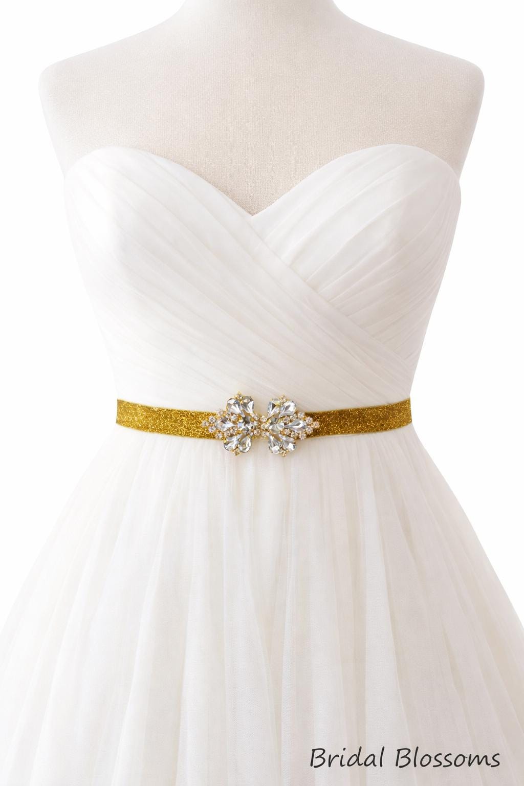 sparkly belts for bridesmaid dresses Gold Shimmer Skinny Elastic Belt with Rhinestone Buckle | Bridal Bridesmaid | Glitter Belt | Thin Dress Belt | Accessories