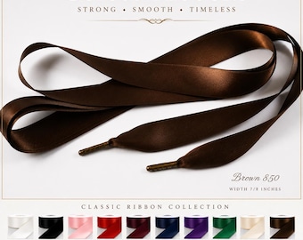 Lots of Colors Available | Brown Bridal Corset Replacement Satin Ribbon | Wedding Dress Back laces | 7/8" Lace Up | Metal Tips aglets