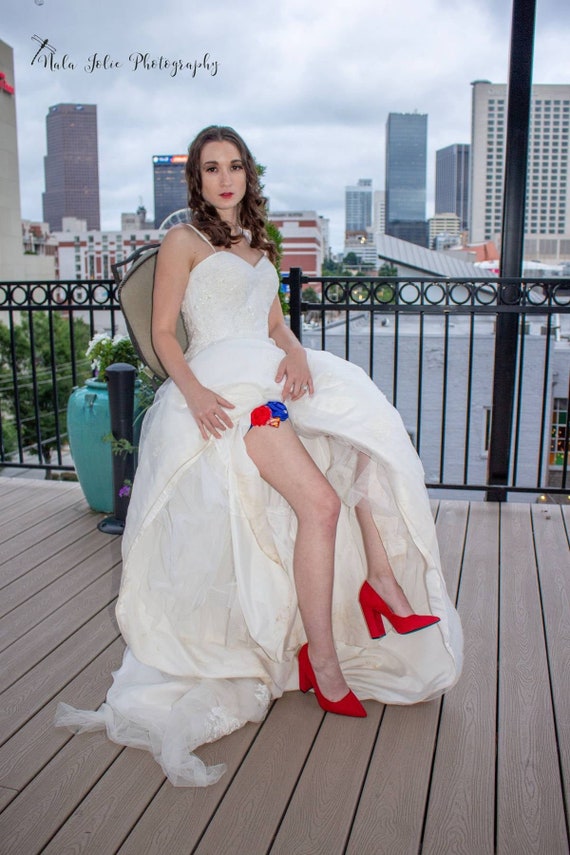 Wonder Woman Bridal Garter Set Super Hero Wedding Garters Etsy