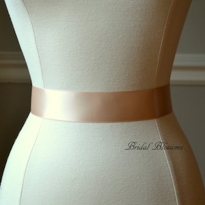 LUXURY Blush Satin Ribbon Bridal Sash Belt | Wedding Dress Sash | Ribbon Sash | Bridesmaids Flower Girl | Double Faced