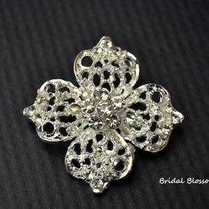 Crystal Clear Rhinestone Brooch Embellishment 1.5&quot; | Brooch Bouquet Supplies | Accessory | Bridal Party Gifts | Wedding Embellishment Prom