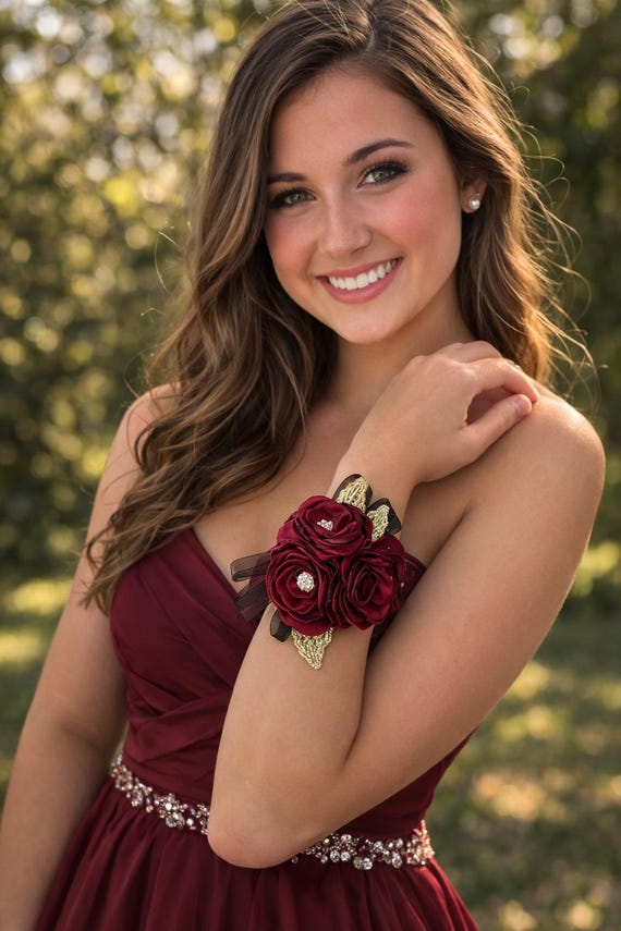 Dark Red Black Flower Wrist Corsage | Vintage Inspired Wedding | Satin Singed Roses Gold Leaf | Mother of Bride Bridal Shower Prom Burgundy - Etsy Dark Red Black Flower Wrist Corsage | Vintage Inspired Wedding | Satin Singed Roses Gold Leaf | Mother of Bride Bridal Shower Prom Burgundy - Etsy