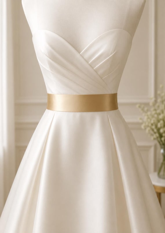 Signature Raw Silk Double-Faced Satin Bridal Sash - Premium Ribbon Belt for Wedding Dress, Bridesmaids, or Flower Girl