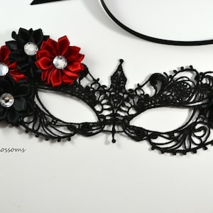 Black Dark Red Burgundy Flower Masquerade Mask Masks Halloween Ball Party Wedding Gothic Phantom Venetian Mardi Gras Costume Rhinestone A10