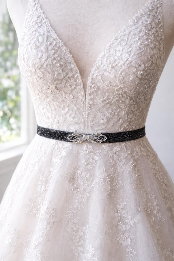 green emerald velvet dress Silver Rhinestone Belt main image 0