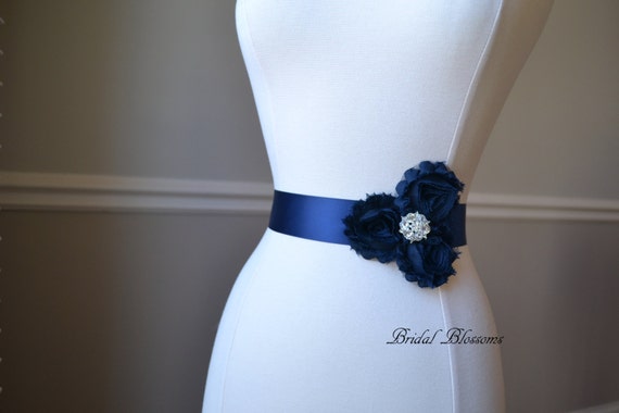 wedding dress with navy blue sash Navy Sash Belt Bridal Swiss Double Faced Satin Ribbon for Wedding Dress Formal