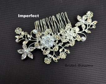 IMPERFECT - Rhinestone Pearl Bridal Hair Comb | Veil Slide | Wedding Hair Accessories | Prom | Vintage Inspired | Classic Headpiece