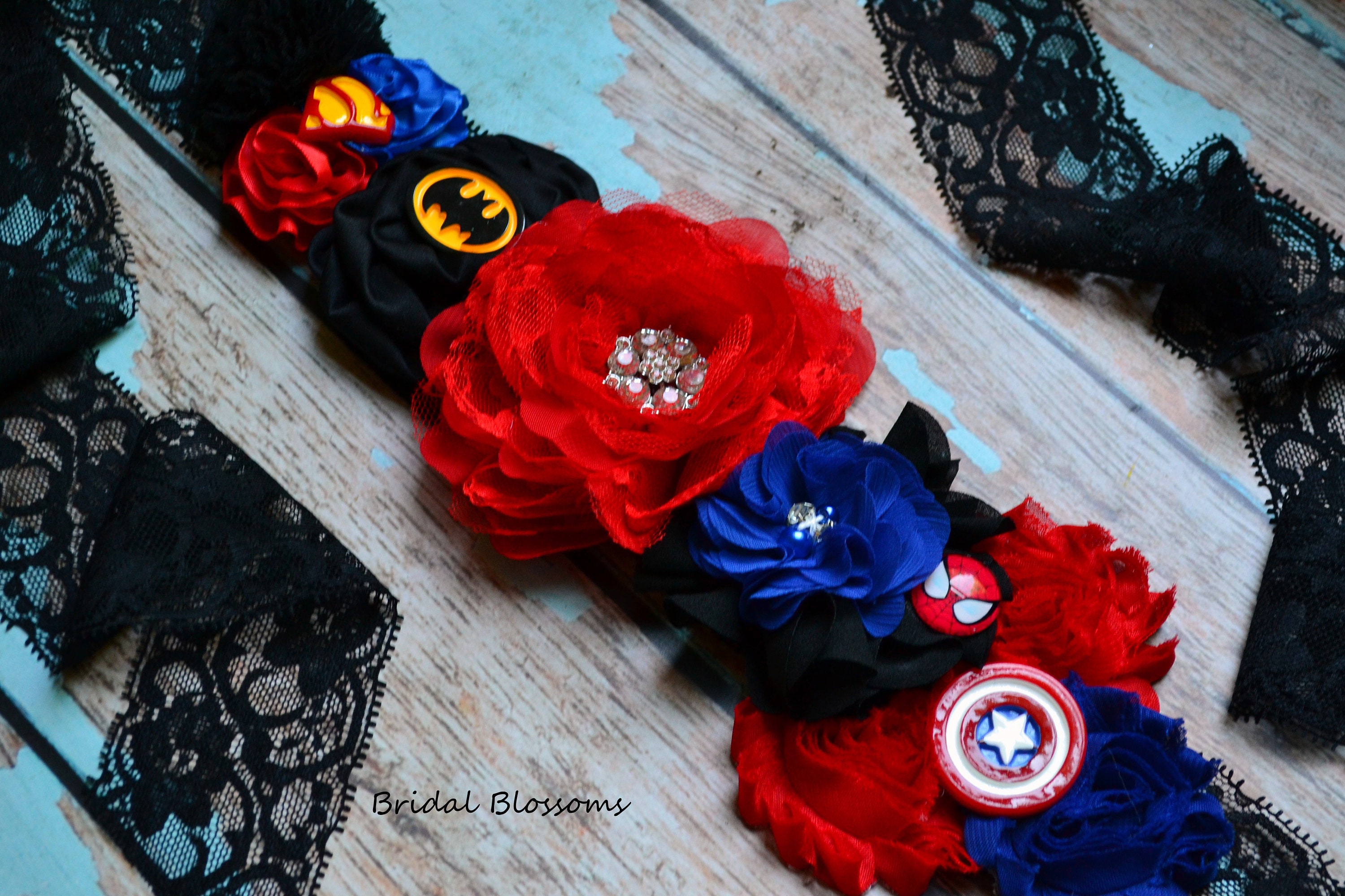 SUPERHERO Red Blue White Black Flower Maternity Sash It s A Boy