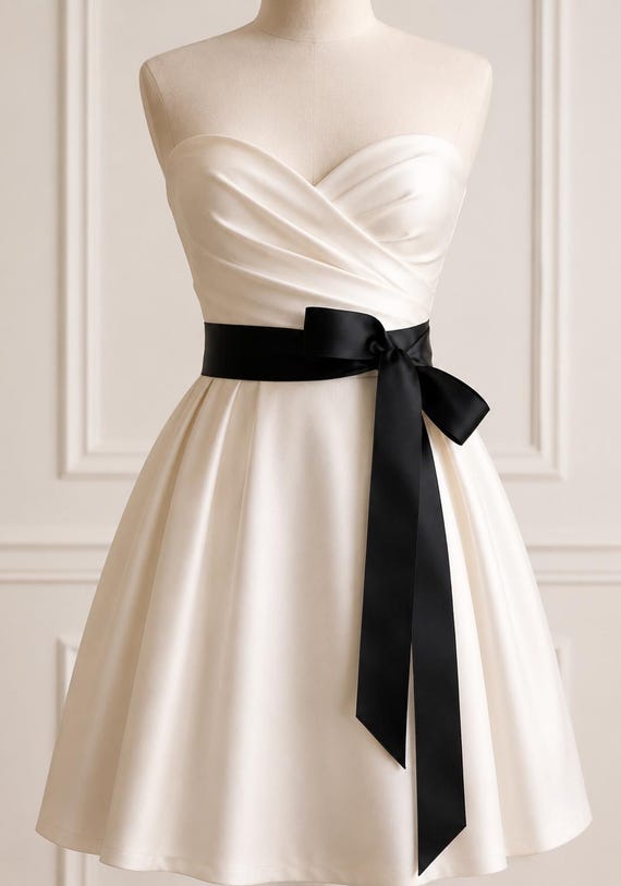 a line dress with sash Classic Black Elegant Double-faced Ribbon Bridal - Custom Color Belt for Wedding Dress, Bridesmaids, or Flower Girl this bridal gown is BEST Bras for Backless Dresses: Type of order:Made to Order