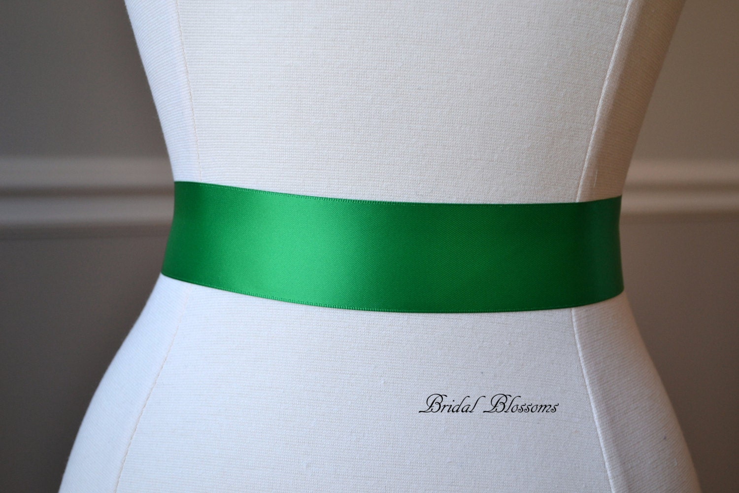 emerald green belt for dress A Line Green Slit Strapless Satin Prom Dresses with Belt main image 0
