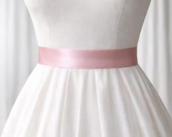 Classic Pink Blush Elegant Double-Faced Ribbon Bridal Sash - Custom Color Belt for Wedding Dress, Bridesmaids, or Flower Girl