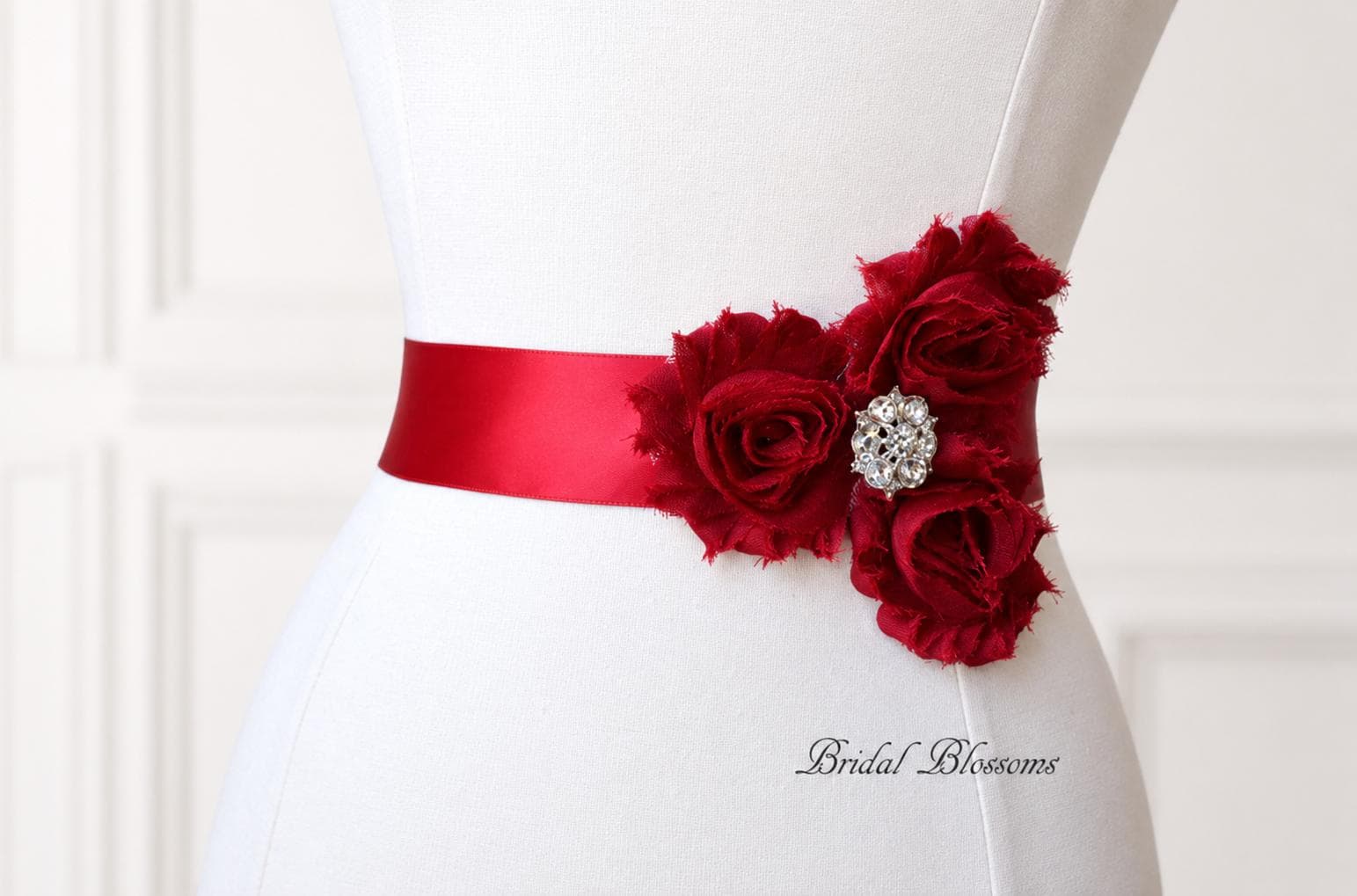 black with red sash bridesmaid dresses LORYN Scarlett Vintage Inspired Bridal | Shabby Chiffon Flower Wedding Dress Sash | Belt Ribbon Bridesmaids Framing Options:Walnut Frame Opt for a romantic womens royal blue dress AUNEW_02_06_26