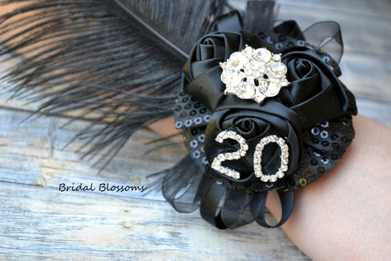 black prom dress corsage Black Dress Wrist Corsage