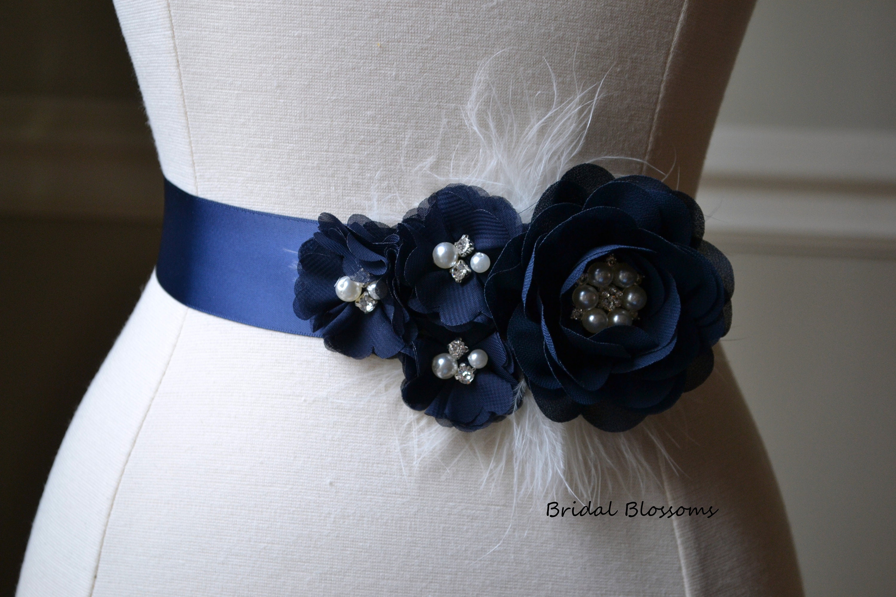 Blue bridal sash hot sale
