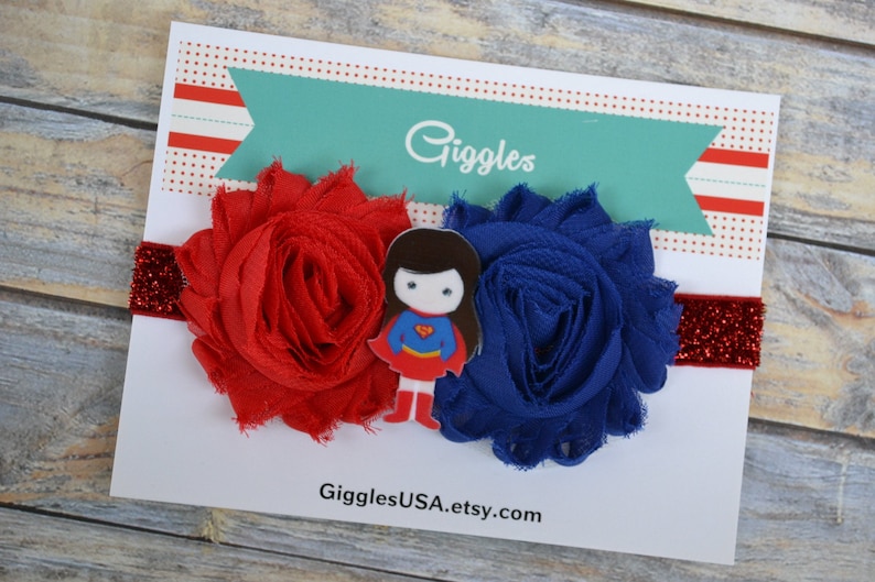 Newborn Flower Elastic Headband Set of 4 Superhero Baby Headbands Chiffon Flowers Photo Prop Batman Robin Wonder Woman Supergirl