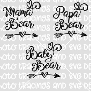 mama bear baby bear papa bear SVG file only