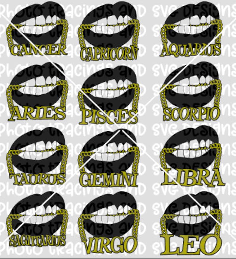 Lips With Zodiac Names Svg File Etsy