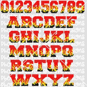 two flame font files SVG with all letters and numbers