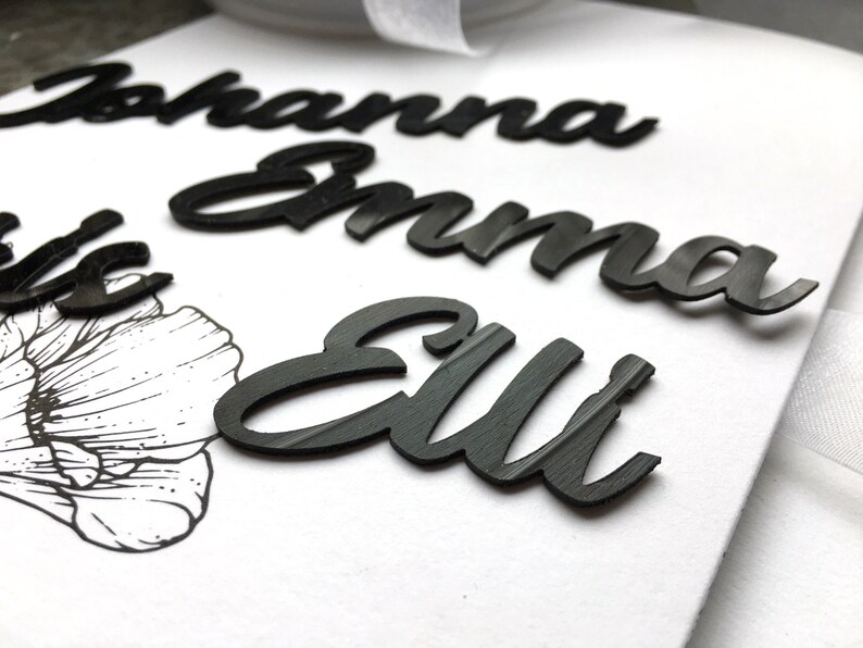 Name Lettering Vinyl Name Tags Table Cards Wood Wooden Etsy UK