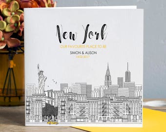 New York Card - New York Skyline - New York Landmarks - New York Engagement - Birthday in New York - New York Engagement Card