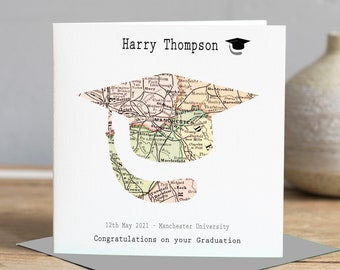 Graduation Map Card, Personalised Graduation Card, Graduated Card, UK Graduation, USA Grad,  Graduation Greeting Card, Graduations Cards