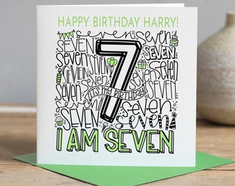 7th Birthday Card Etsy