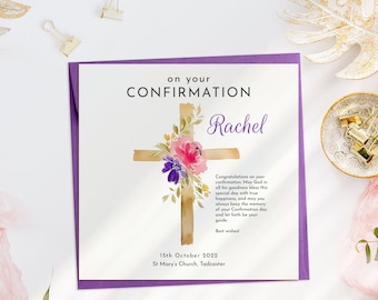 Personalised Confirmation Card for Girls, Confirmation Card for Cousin, Confirmation Card Granddaughter, Confirmation Card for Niece, Sister