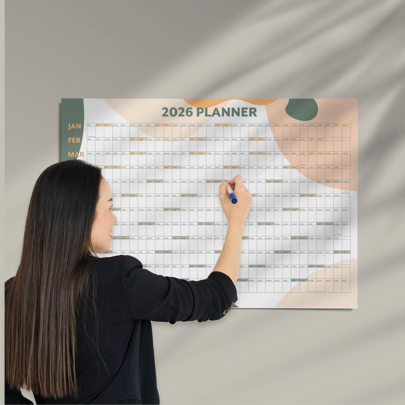 2027 Year Wall Calendar, A1 Large Annual Wall Planner, A1 Office Wall Planner, Year to View Calendar, Rolled Poster or Rigid Foamboard image 4