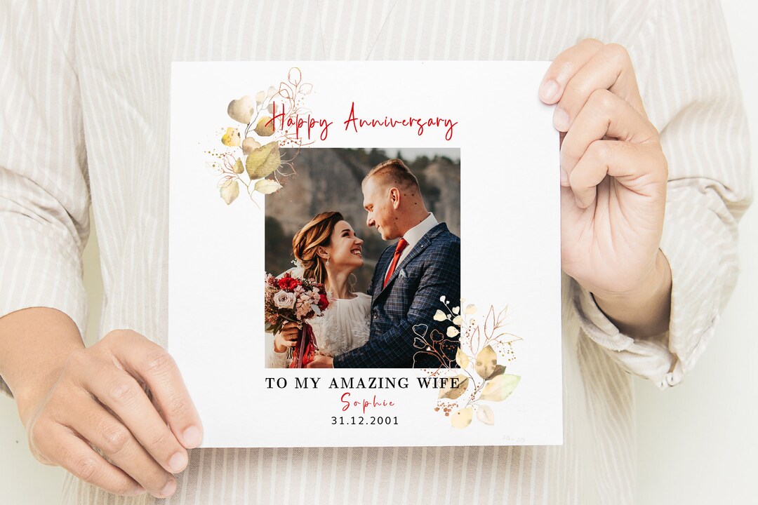 Wife Anniversary Card, Personalised Photo Anniversary Card for Wife ...