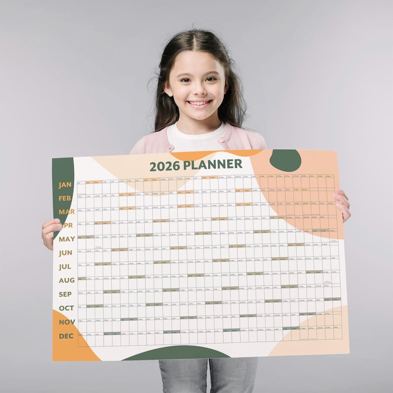 2027 Year Wall Calendar, A1 Large Annual Wall Planner, A1 Office Wall Planner, Year to View Calendar, Rolled Poster or Rigid Foamboard image 1