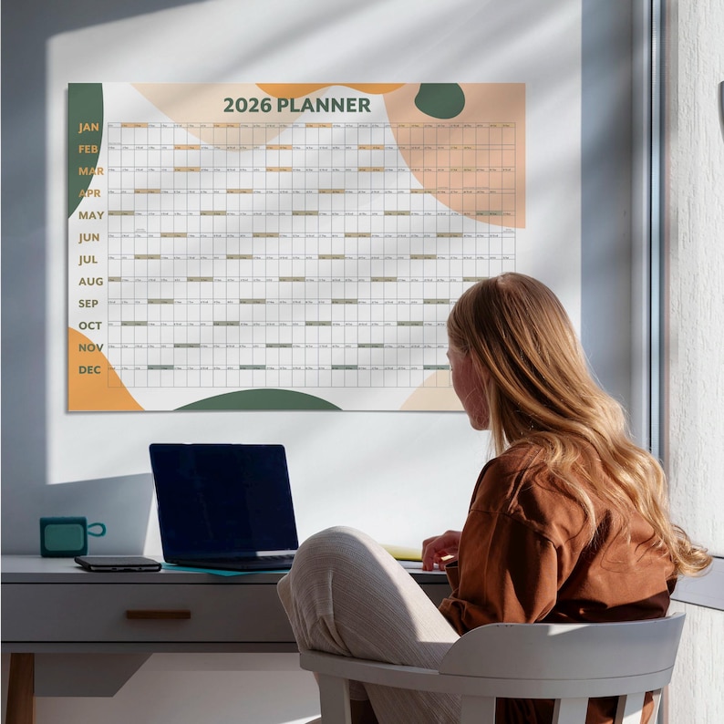 2027 Year Wall Calendar, A1 Large Annual Wall Planner, A1 Office Wall Planner, Year to View Calendar, Rolled Poster or Rigid Foamboard image 2