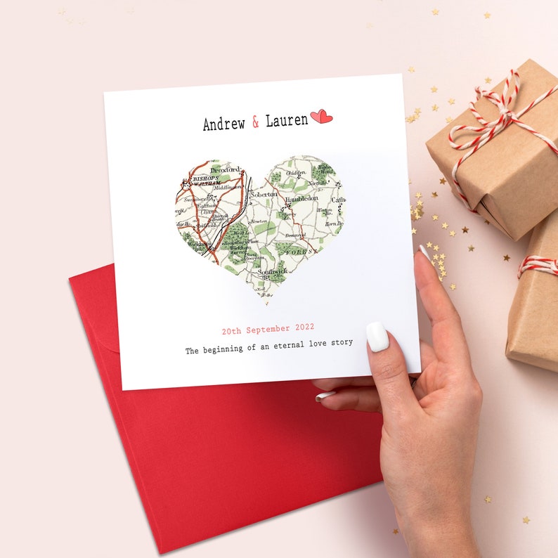 Special Location Map Card, Personalised Anniversary Card, Engagement Card, Personalised Wedding Card, Personalised Map Card image 4