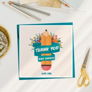 Thank you Teacher Card, Personalised Thank you Card for Teacher, Card For Teacher, To The Best Teacher Ever, From all the class
