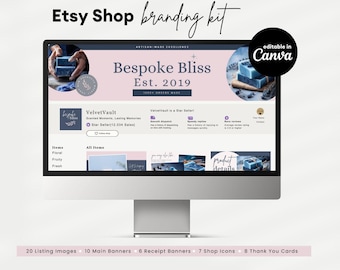 Etsy Shop Banners, ETSY Shop Kit, Pink ETSY Shop Templates, Etsy Branding Kit Template, ETSY Jewlery Store Brand, All Colors Editable