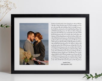 Song Lyrics Photo Print, Wedding Song Lyrics Gift, Wife Anniversary Gift, Song Lyrics Print, Husband Anniversary Gift, Christmas Gift Wife