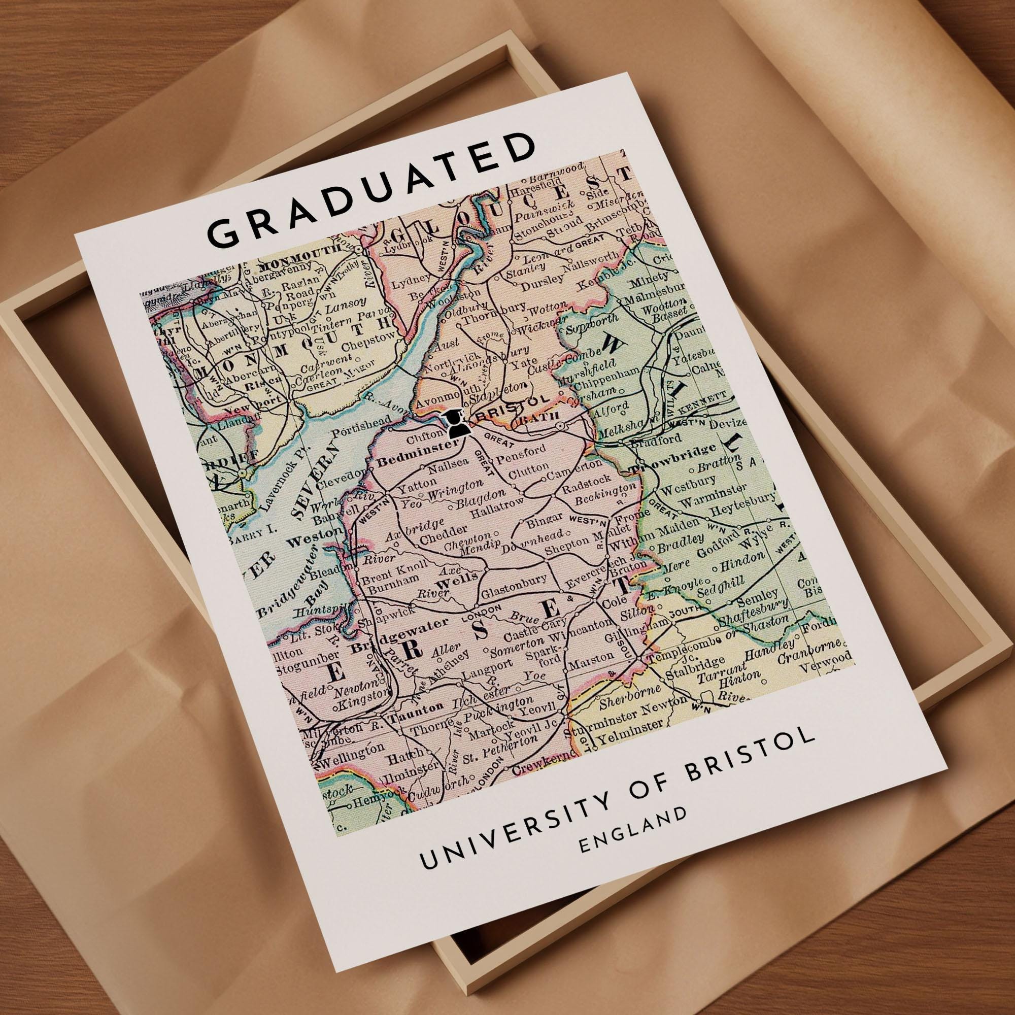 Custom Graduation Map Print, University Location Poster, Graduation ...