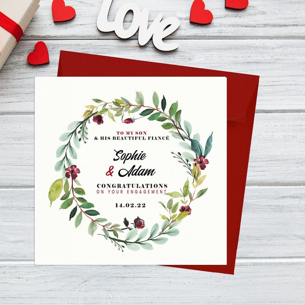 Personalised Son Engagement Card, Son and Fiancé Engagement Card, Son on your Engagement, Son Just Engaged Card