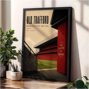 Manchester Football Stadium Poster, Man U Gift, A4 or A3