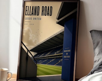 Leeds Football Stadium Poster, Football Stadium Print, A4 or A3