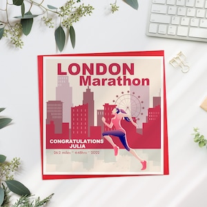 Personalised London Marathon Card for her, Marathon Success Card for Him, Congratulations London Marathon Card, Good Luck Marathon Card